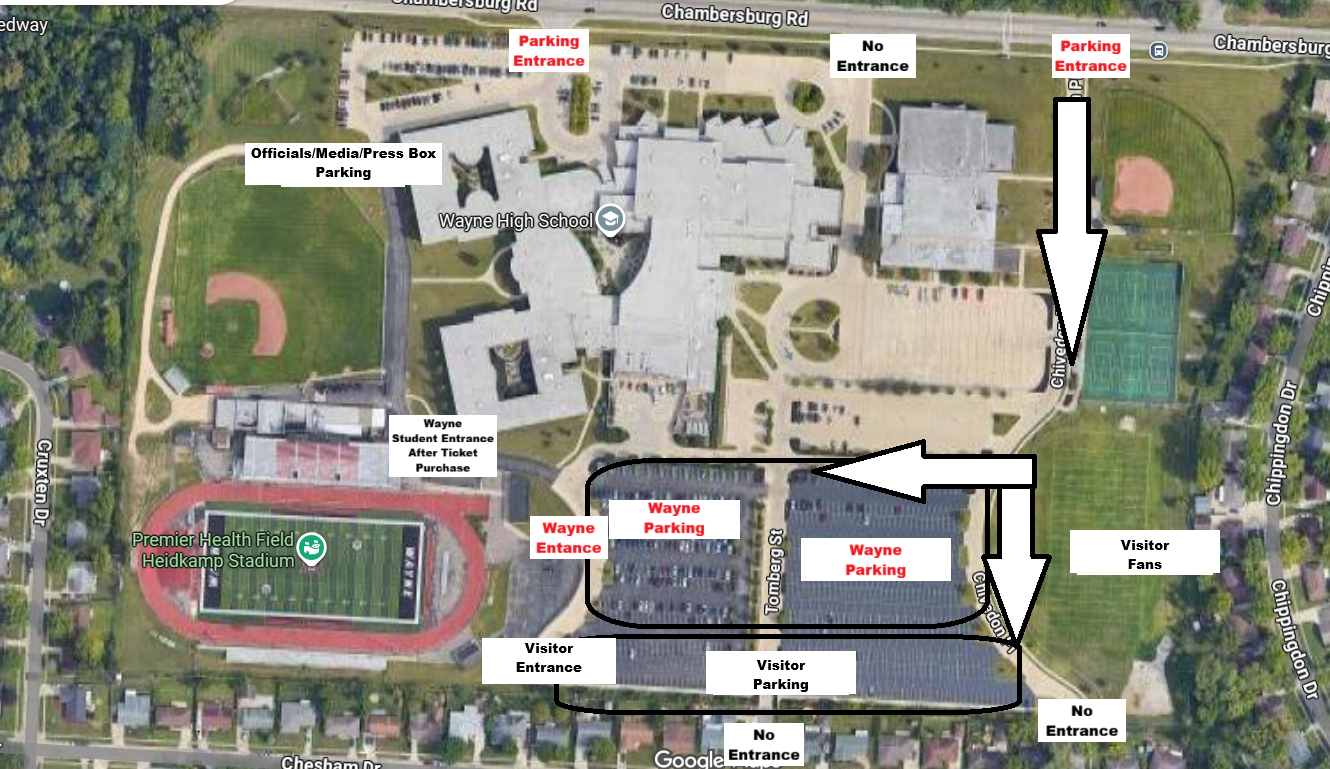 Home Football Parking Entrance Map